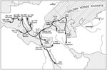 Thumbnail of Tentative chronology of the initial spread of plague in the mid-14th century (12–14).