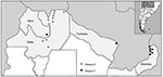 Thumbnail of Geographic distribution of dengue cases in Argentina, 1997–2001.