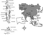 Thumbnail of Republic of Maldives by atoll (total number of cases, May 28, 2002, to April 27, 2003, in parentheses next to atoll name).