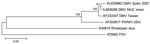 Thumbnail of Neighbor-joining phylogram of 6 selected sequences from marine mammal morbilliviruses and Rinderpest virus. The name of the sequence indicates the GenBank accession number, virus species, and the country of the isolate. DMV, dolphin morbillivirus; PWMV, pilot whale morbillivirus; PDV, phocine distemper virus. The scale bar indicates the p-distance of the branches.