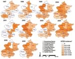 Thumbnail of Yearly distribution of hemorrhagic fever with renal syndrome, Beijing, People’s Republic of China, 1997–2006. *Per 100,000 population.