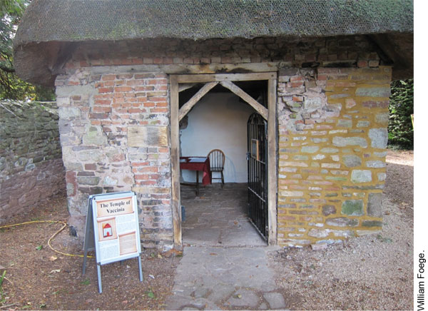 Cottage used by Edward Jenner for vaccinating children, Edward Jenner Museum, Berkeley, Gloucestershire, England.