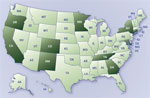 Thumbnail of The Emerging Infections Program (EIP) and its key partnerships, United States. Dark shading indicates locations of EIP sites (year established are indicated in parentheses). Minnesota: Department of Health, St. Paul, and Association of Professionals in Health Control, St. Paul (1995); Oregon: Oregon Public Health Division, Portland, and Oregon Health Sciences University, Portland (1995); California: Department of Public Health, Sacramento, and University of California School of Publ