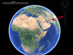 Thumbnail of Spread of influenza A(H9N2) virus over time from the United Arab Emirates to Morocco and Burkina Faso. Animation shows the phylogeographic reconstruction resulting from the maximum clade credibility phylogenetic tree obtained in SPREAD version 1.0.6 (https://github.com/phylogeography/SPREAD/issues/7).